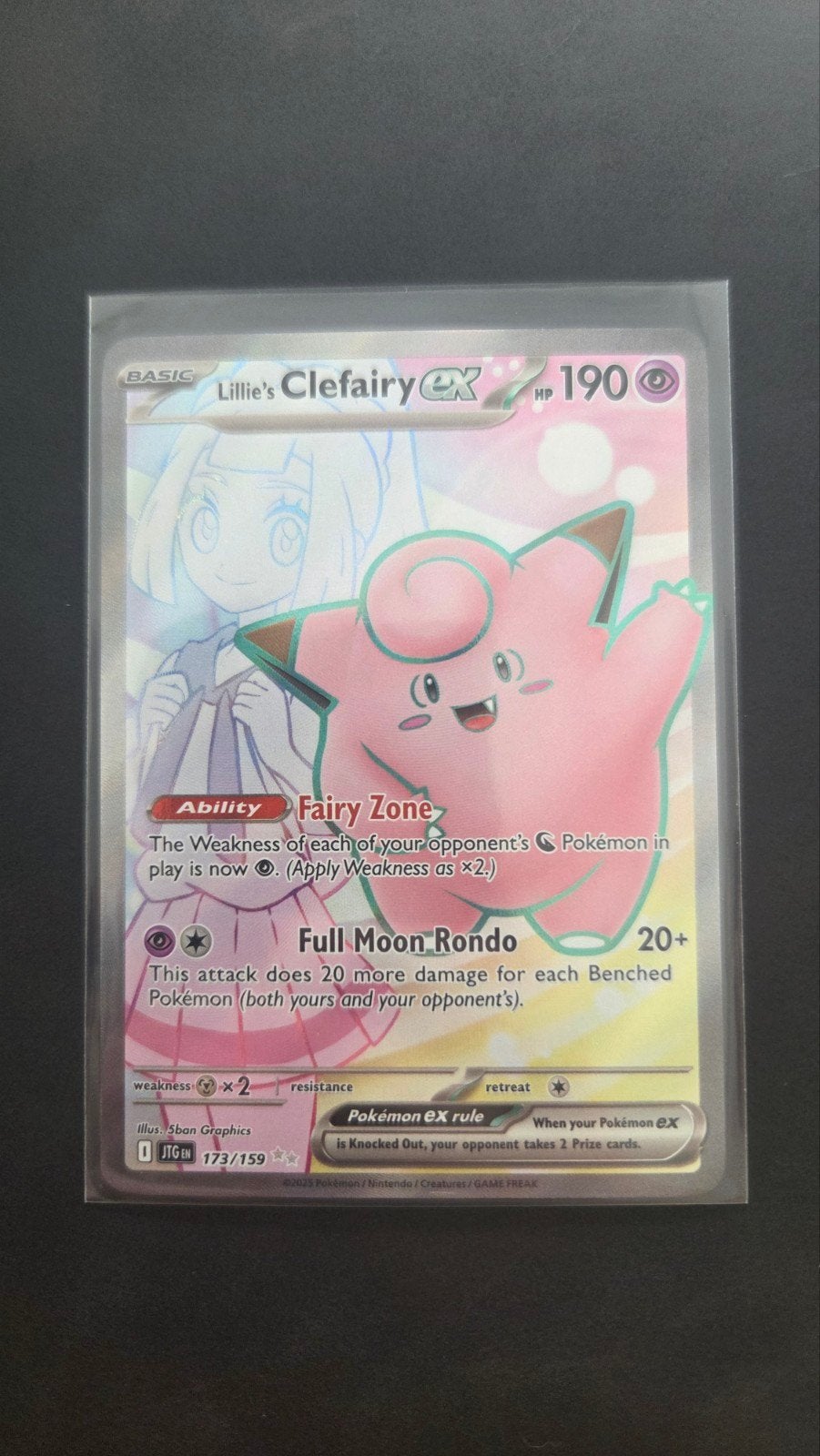 Lillie's Clefairy EX 173/159 Full Art Pokemon Kaart, Ophalen of Verzenden, Zo goed als nieuw, Losse kaart, Foil