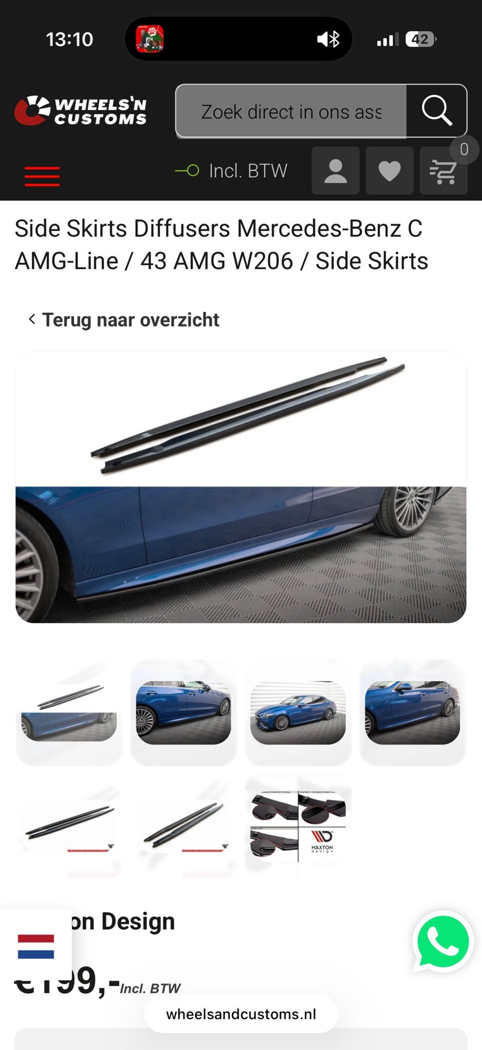 Side Skirts Diffusers Mercedes-Benz C AMG-Line W206, Ophalen of Verzenden, Gebruikt, Links, Mercedes-Benz