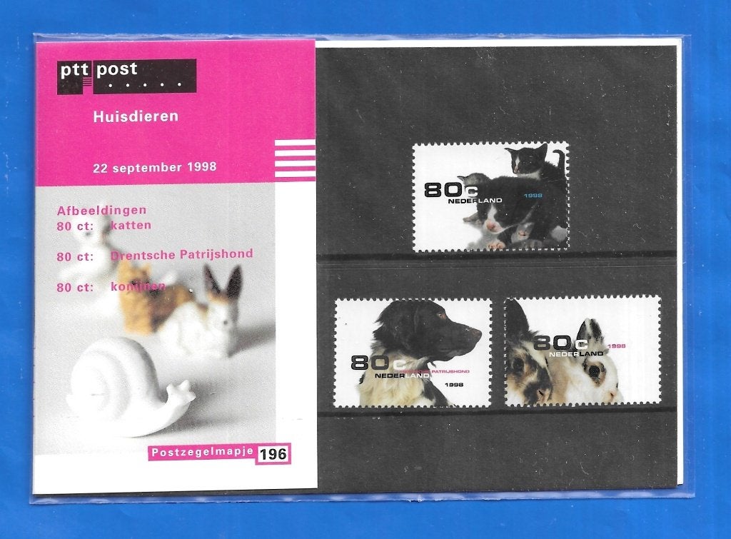 Postzegelmapje 196 Huisdieren - 1998, Postzegels en Munten, Verzenden, Na 1940, Postfris
