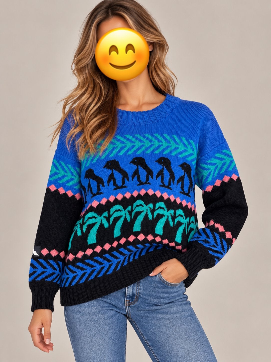 Vintage SERAC wollen trui – 100% wol – Made in USA – maat S, Ophalen of Verzenden, Zo goed als nieuw, Maat 38/40 (M), Blauw