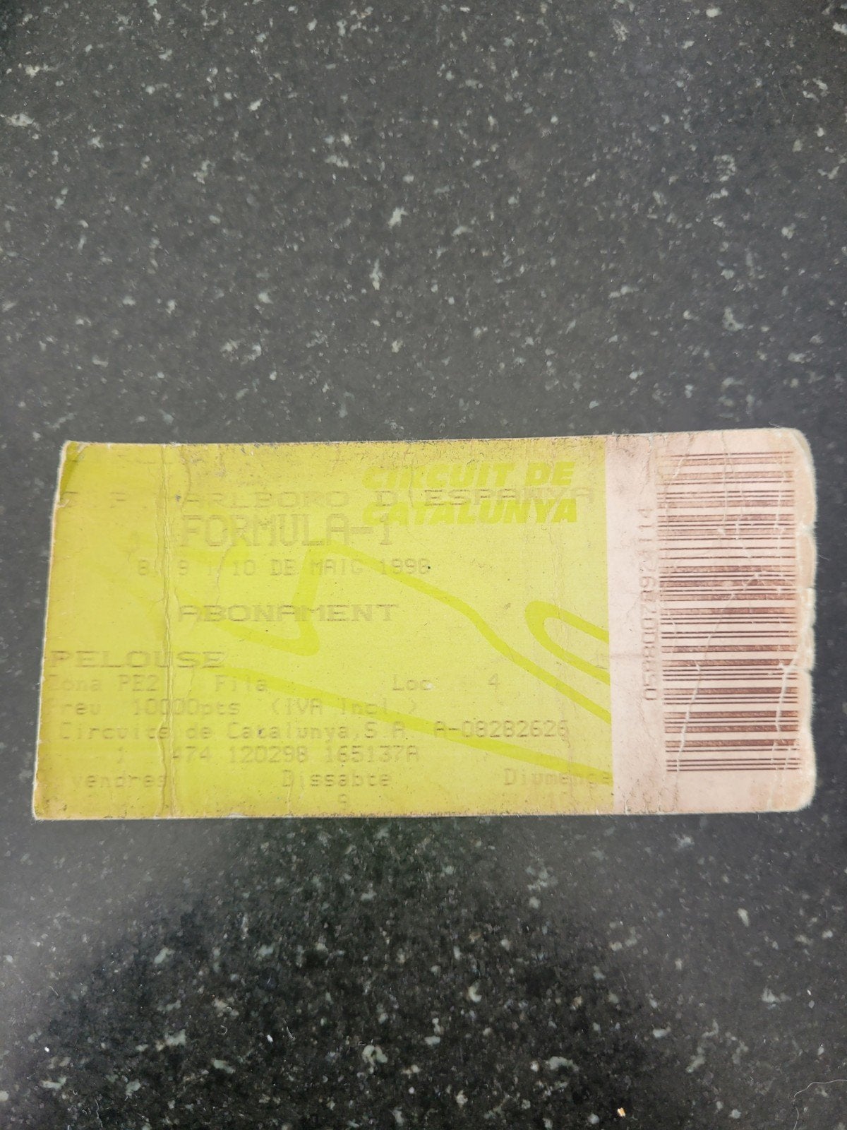 F1 ticket 1998 Spanje ( verzamelen ), Eén persoon