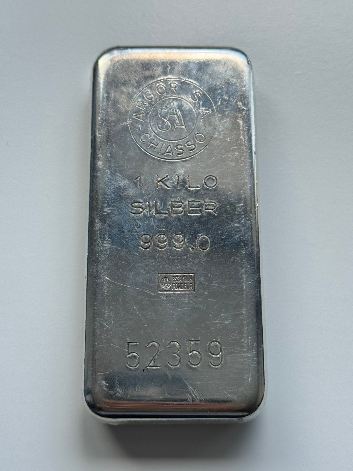 1kg zilver Argor, Ophalen, Zilver