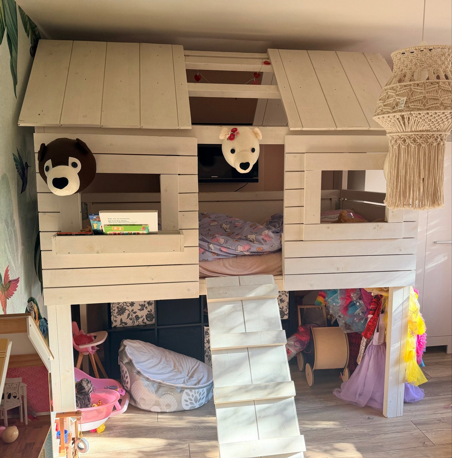 Leuke eenpersoons halfhoogslaper, Ophalen, Gebruikt, 90 cm, Eenpersoons