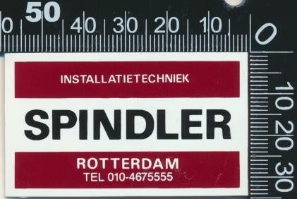 Sticker: Spindler Installatietechniek - Rotterdam (2), Ophalen of Verzenden, Zo goed als nieuw, Bedrijf of Vereniging