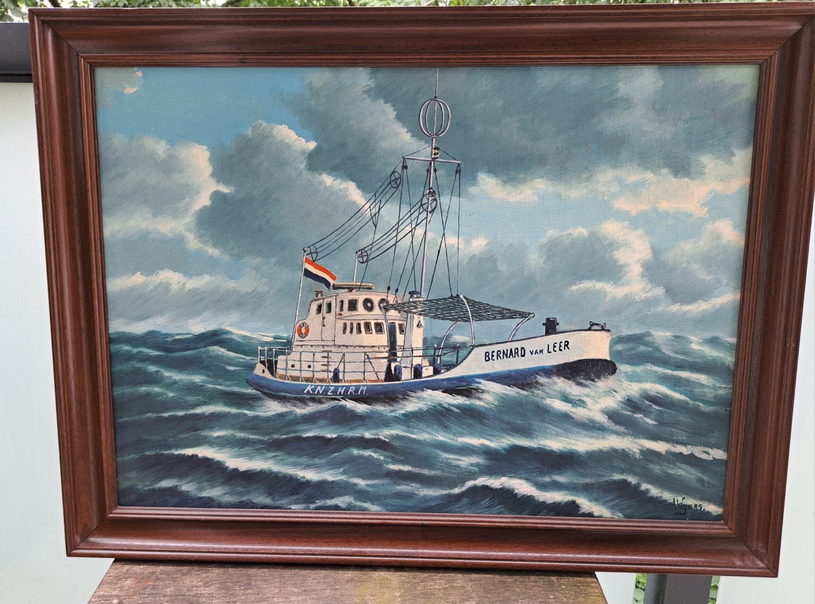 Schilderij Reddingsboot Bernard van Leer, Antiek en Kunst, Kunst | Schilderijen | Klassiek, Ingelijst, Doek, Ophalen of Verzenden