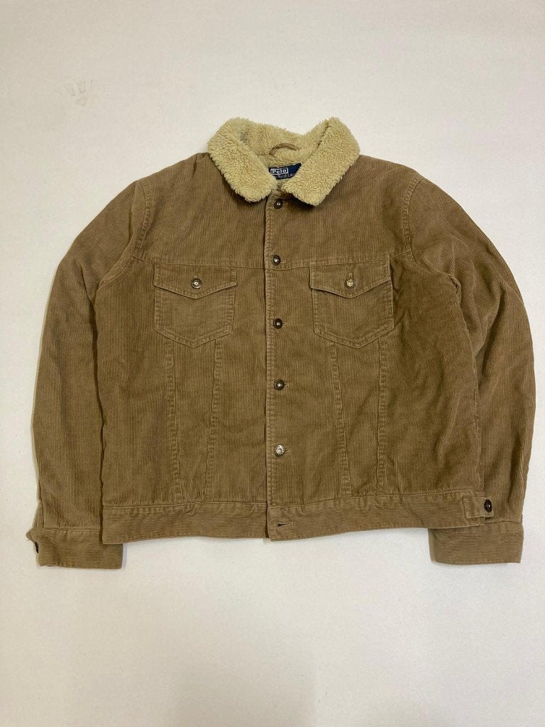 Polo Ralph Lauren Corduroy Sherpa Jacket – Brown - L-Vintage, Maat 52/54 (L), Bruin, Ralph Lauren, Ophalen of Verzenden