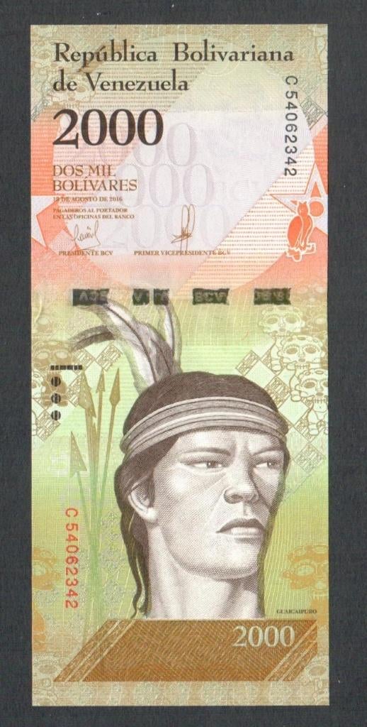 Bankbiljet - Venezuela 2000 Bolivares 2016 - UNC., Ophalen of Verzenden, Zuid-Amerika, Los biljet