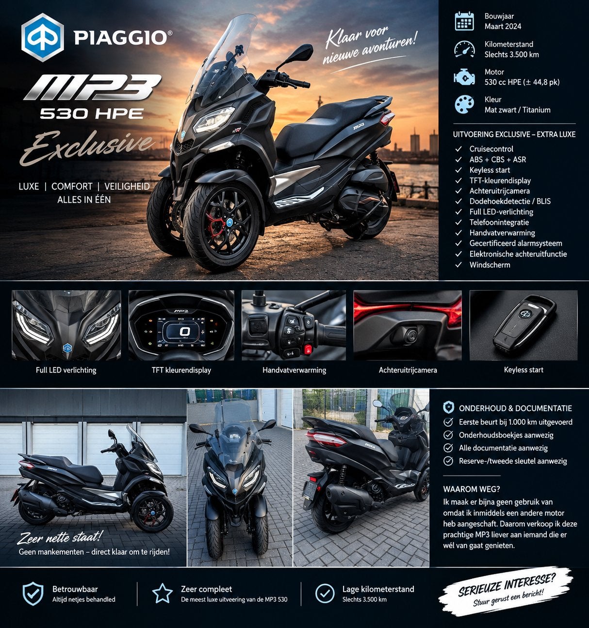 PIAGGIO MP3 530 HPE EXCLUSIVE, Particulier, Scooter