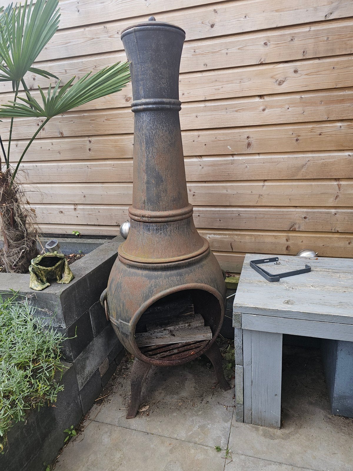 Rustieke gietijzeren vuurkorf/vuurton voor buiten, Tuin en Terras, Vuurkorven, Ophalen, Gebruikt, Vuurkorf