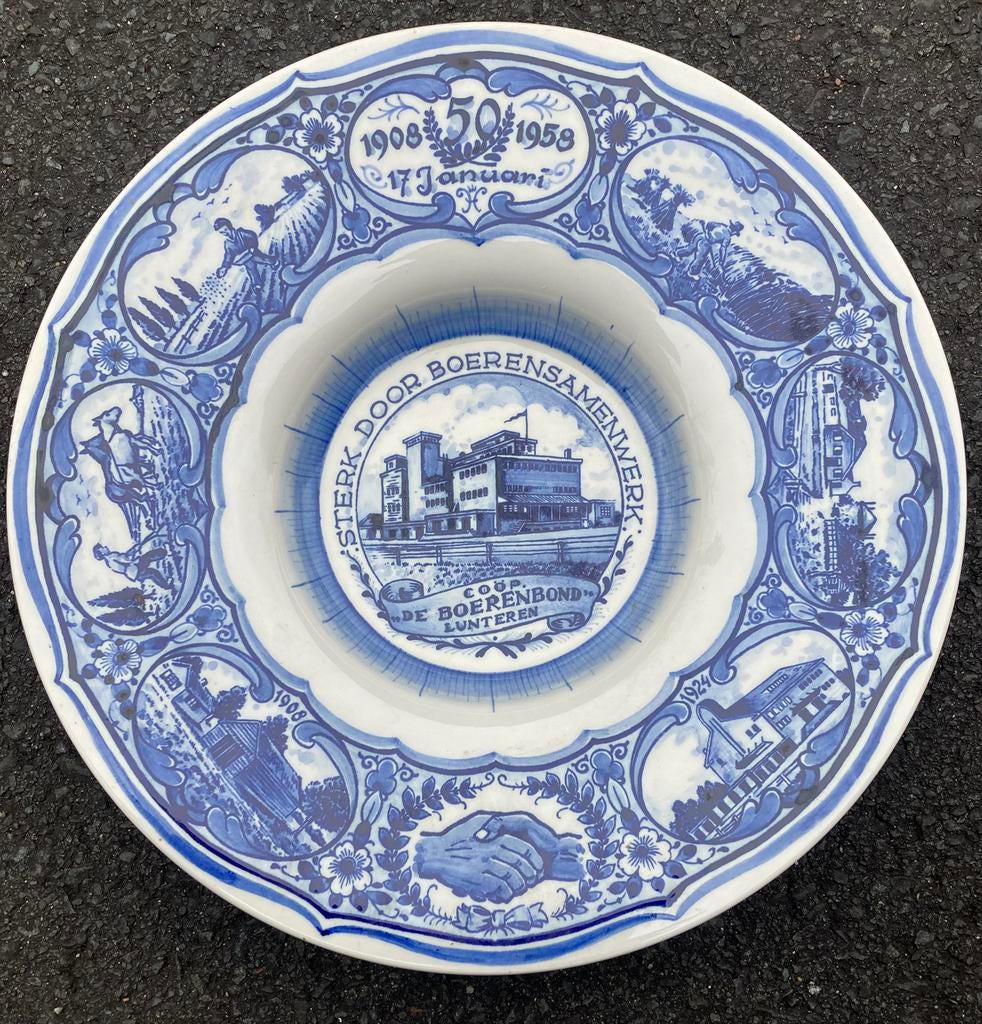 Delfts blauw bord Lunteren 1958, Antiek en Kunst, Ophalen of Verzenden