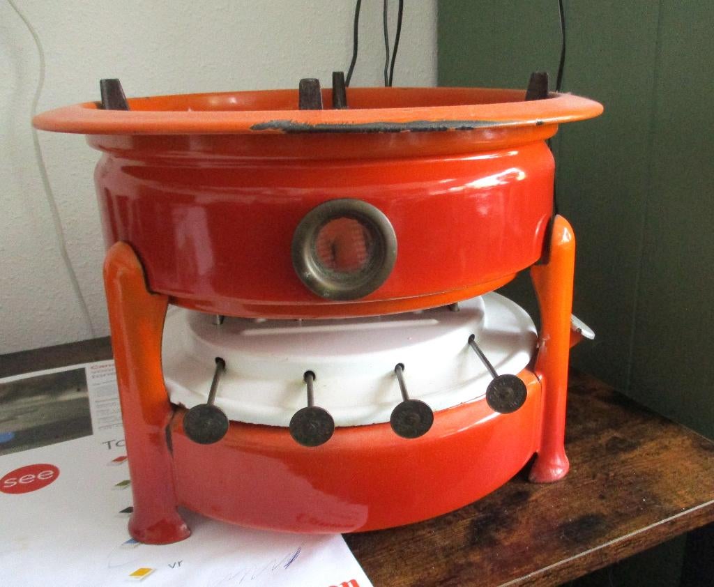 emaille petroleumstel met waterketel, Antiek en Kunst, Antiek | Emaille, Ophalen