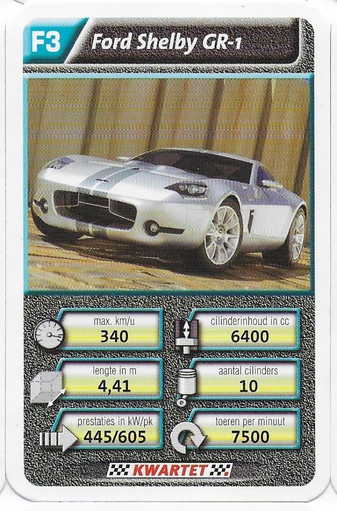 Kw4293 autokaartje f3 ford shelby gr - 1, Ophalen of Verzenden, Zo goed als nieuw, Auto's