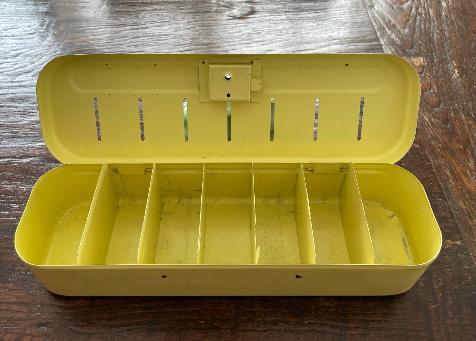 Vintage Brabantia, Gele Spaarbox, metaal, Ophalen of Verzenden