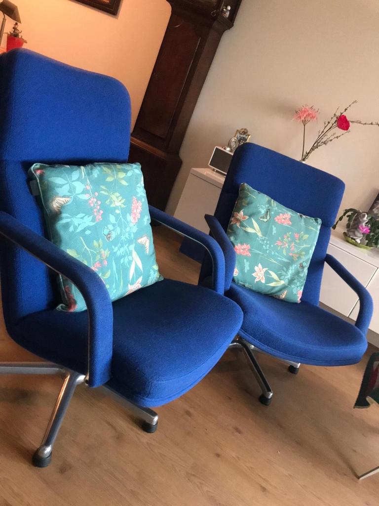 Artifort F 154 Fauteuil van Geoffrey D. Harcourt - Blauw, Gebruikt, Twee, Blauw, Ophalen of Verzenden