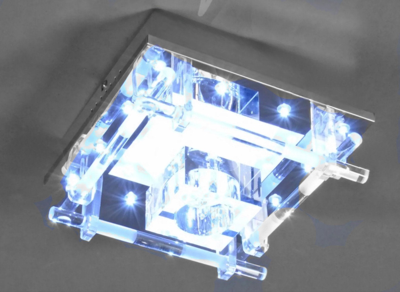 Moderne Plafonnière met LED Verlichting en Kristal Effect, Huis en Inrichting, Lampen | Plafondlampen, Zilver, Modern, LED, Ophalen of Verzenden