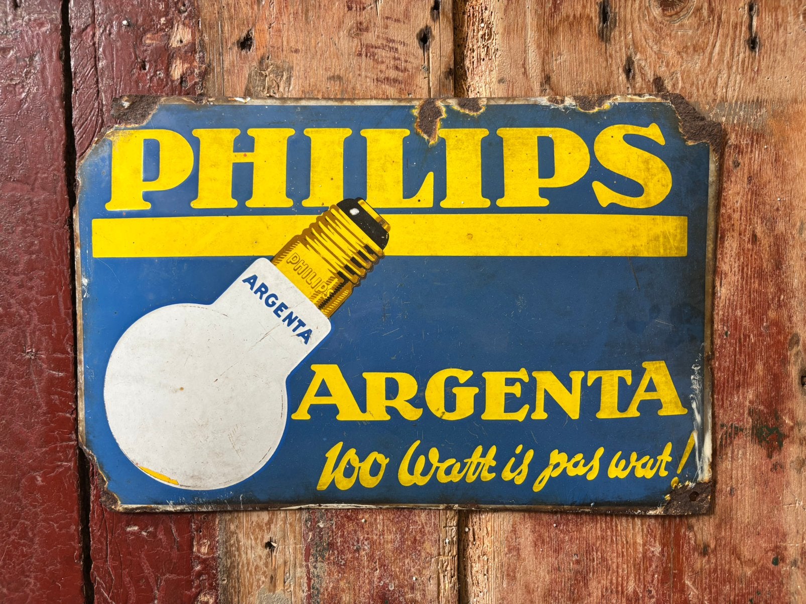 Emaille reclamebord Philips, Ophalen of Verzenden, Gebruikt, Reclamebord