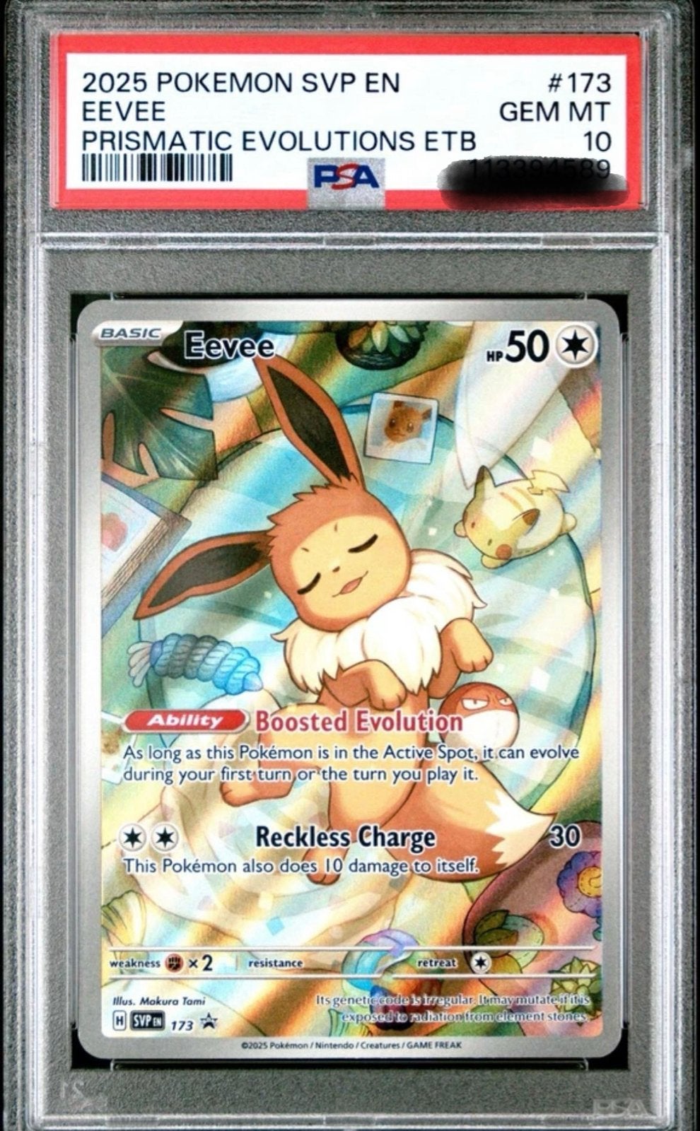Pokémon Eevee Prismatic Evolutions ETB PSA 10 GEM MT, Ophalen, Nieuw, Losse kaart