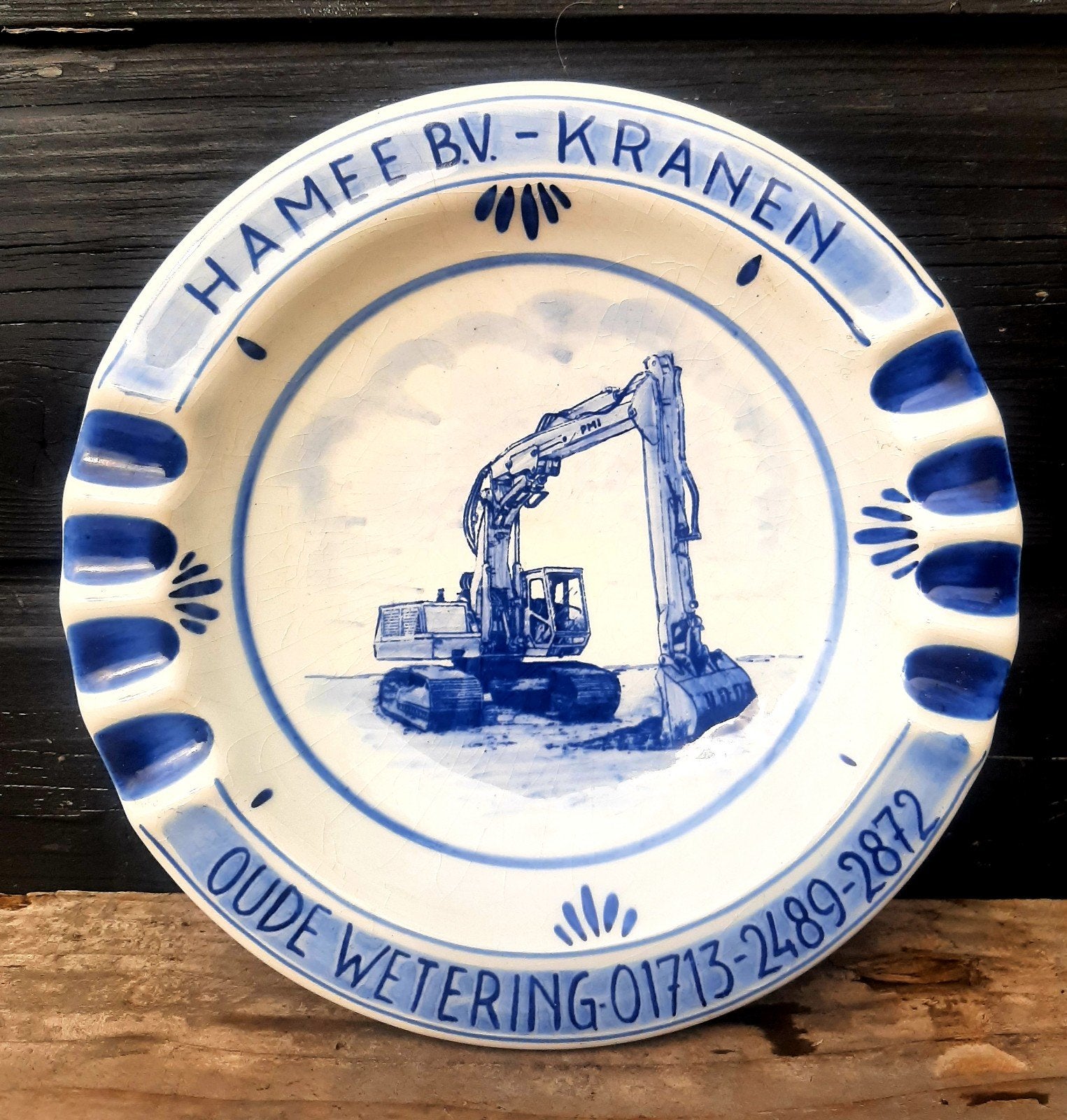 Delfts Blauw Asbak - (Hamee - Kranen / Oude Wetering), Ophalen of Verzenden, Asbak