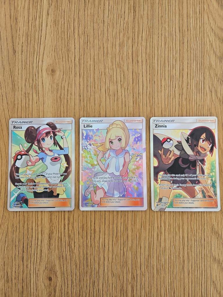 Pokémon Trainer kaarten Rosa, Lillie, Zinnia, Ophalen of Verzenden, Foil