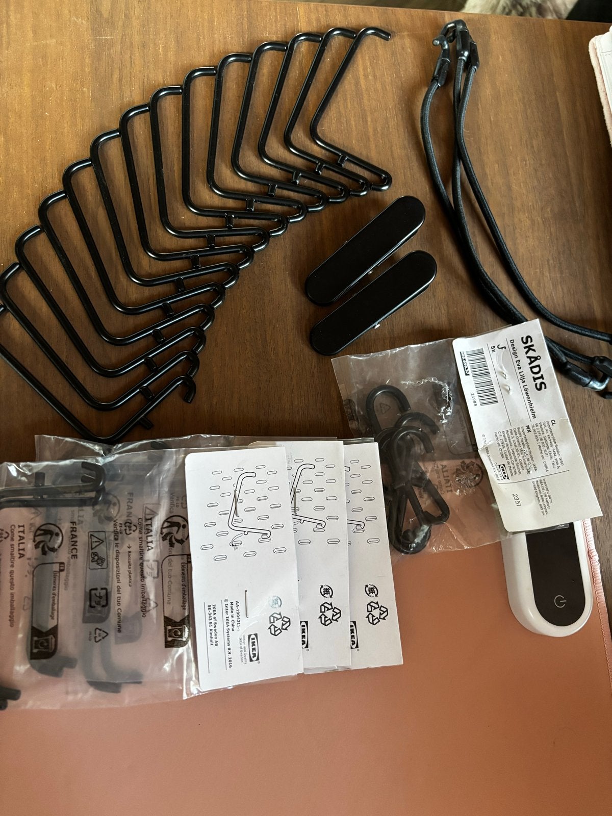 Diverse IKEA Skadis Toebehoren Set - Haken & Elastieken, Ophalen, Zo goed als nieuw, Zwart, Metaal