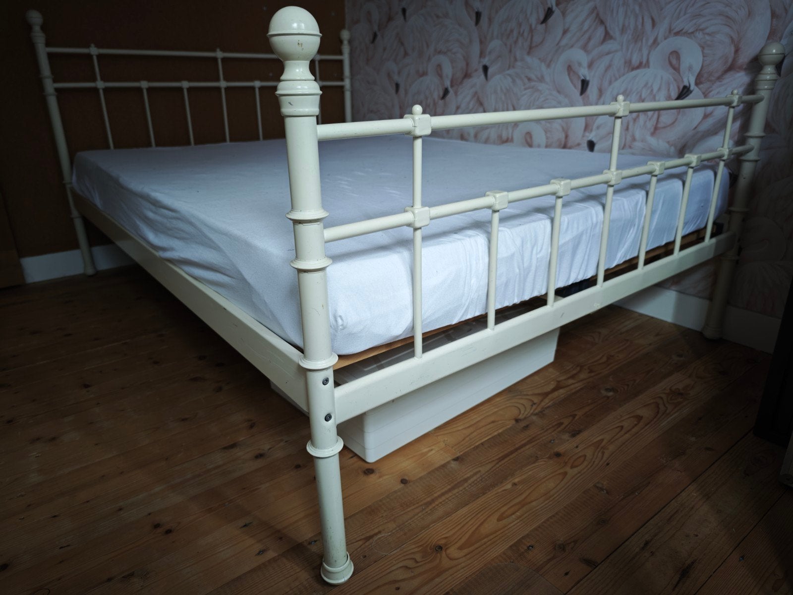 2 persoons bed - twijfelaar 140x200cm, Huis en Inrichting, Slaapkamer | Bedden, Ophalen, Gebruikt, Wit, Tweepersoons