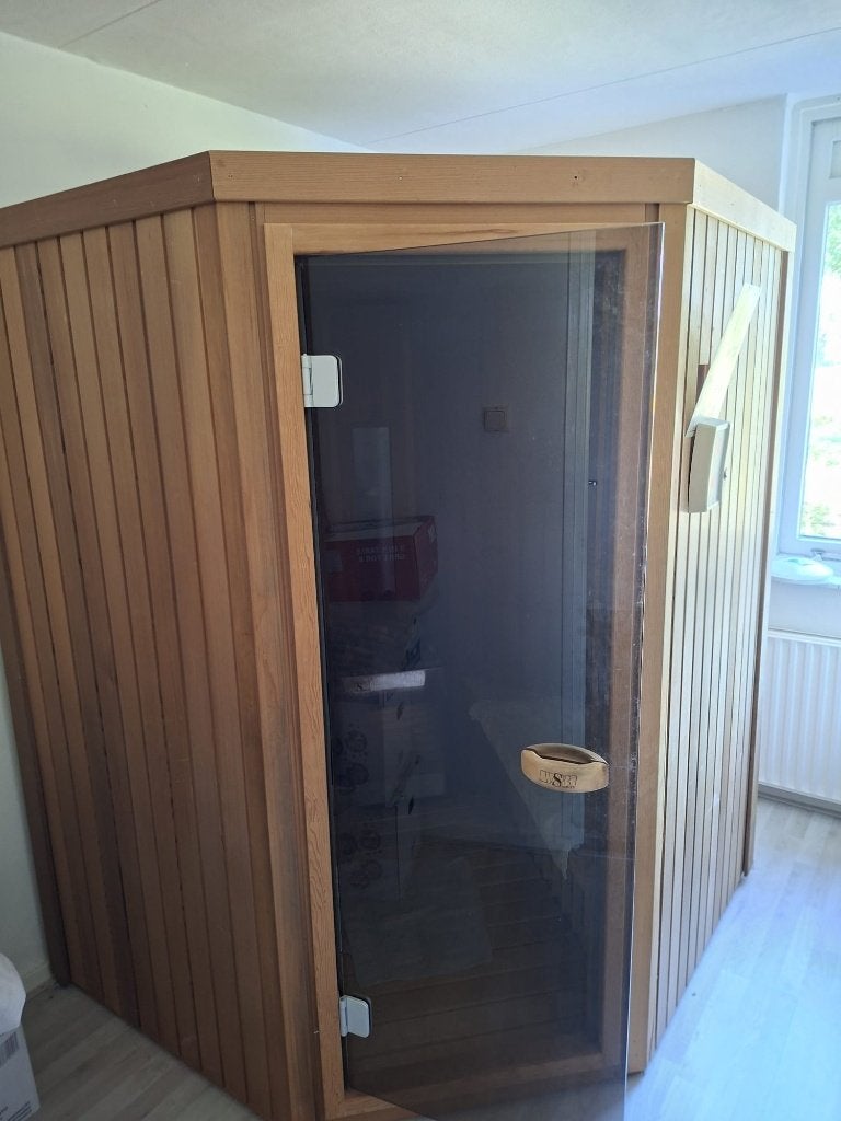 Hoeksauna 2 persoons, Ophalen, Gebruikt, Complete sauna