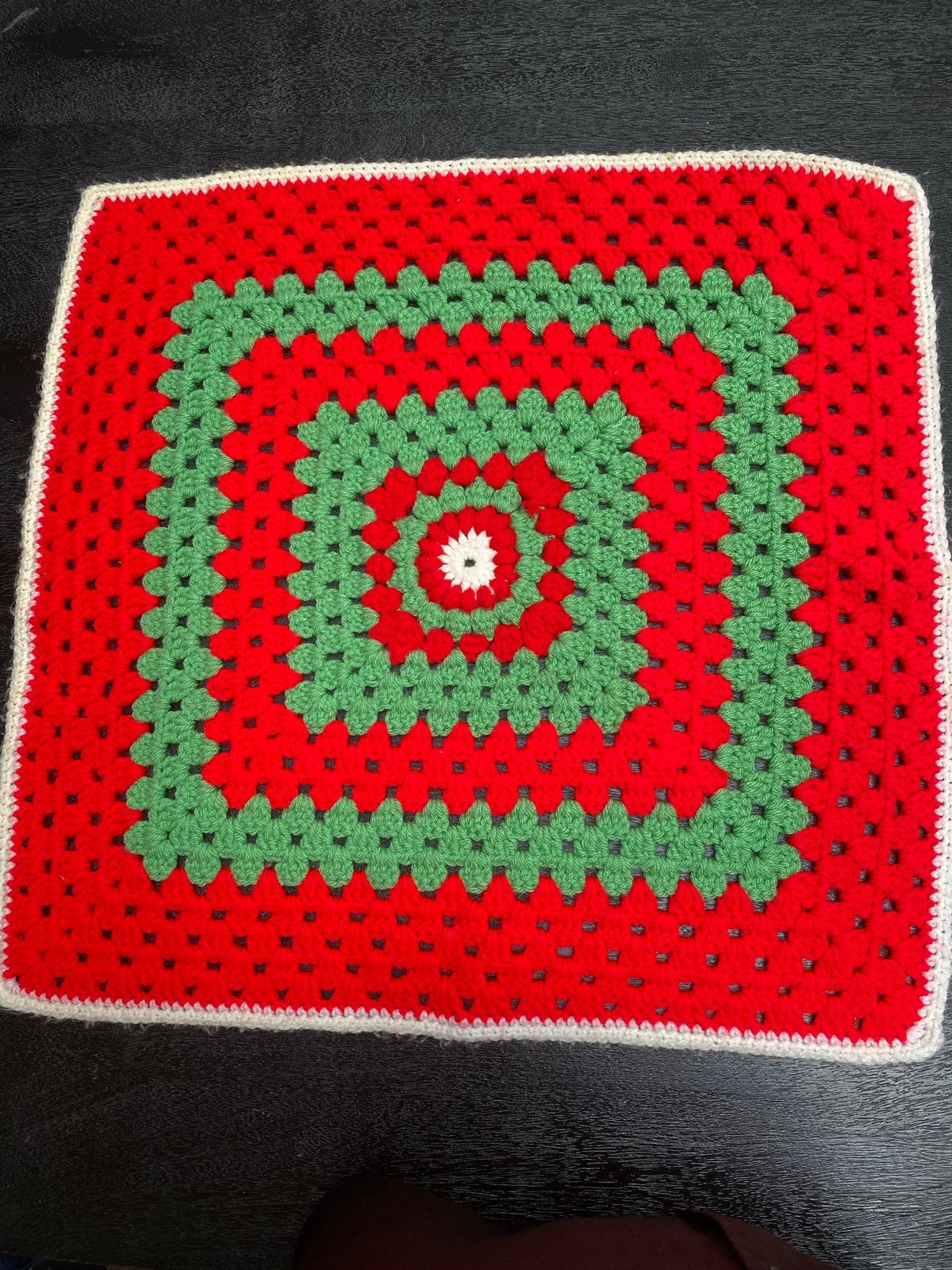 Handgemaakt wollen kleed, jaren '80, 58x60 cm, Gebruikt, Rood, Vierkant, Vintage
