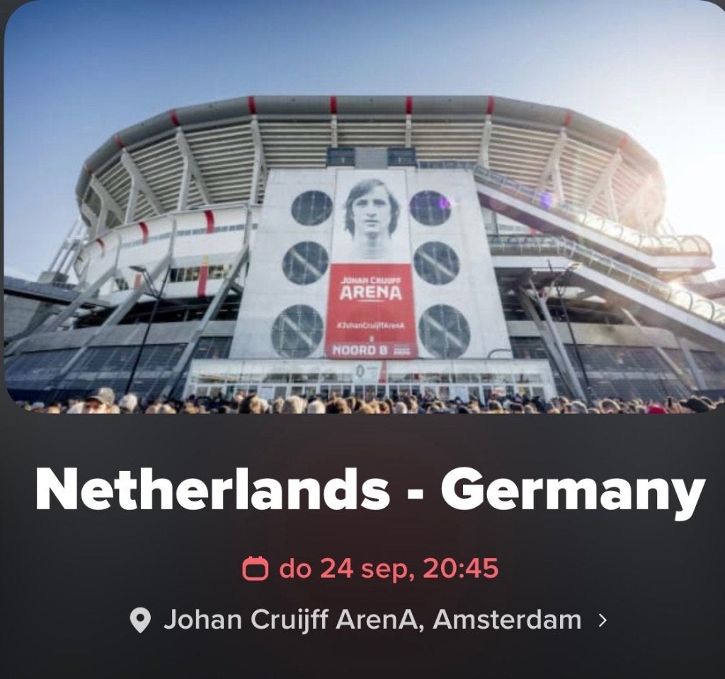 Te koop: Tickets Nederland - Duitsland, Tickets en Kaartjes, Losse kaart, Drie personen of meer, September, Nederlands elftal