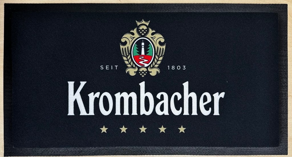 Krombacher bier zwart logo barmat matje decoratie barrunner