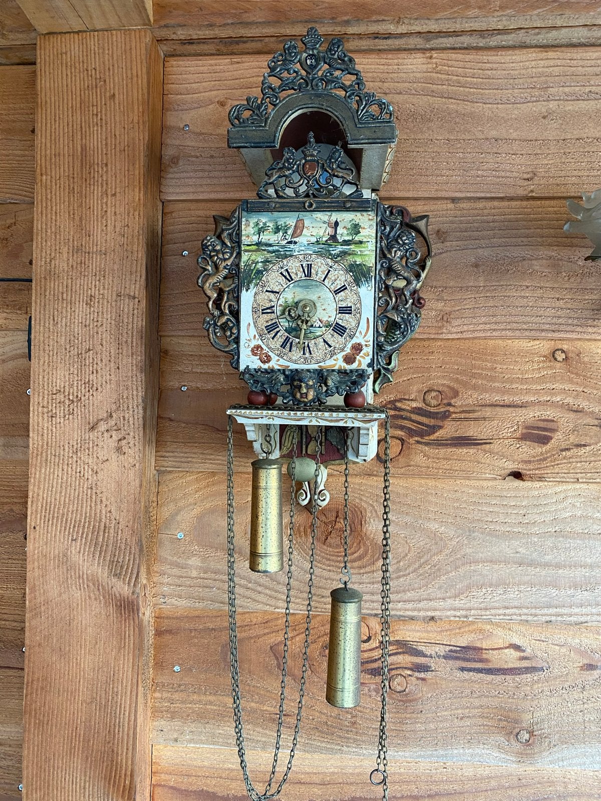 Antieke Friese Staartklok - Handgeschilderd, Antiek en Kunst, Ophalen