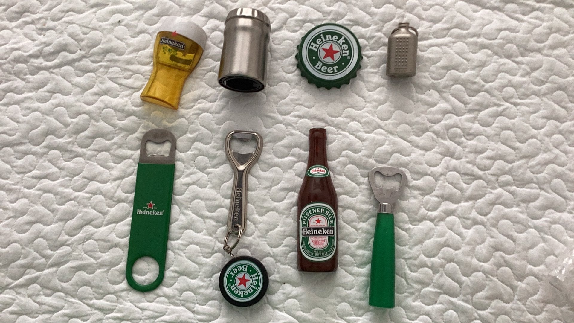 Set van 8 Heineken Bier Flesopeners, Verzamelen, Ophalen of Verzenden, Zo goed als nieuw, Flesopener, Heineken