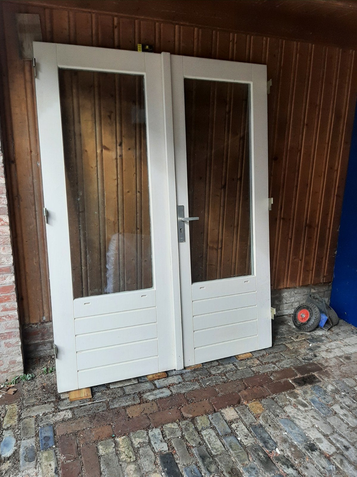nette hardhouten openslaande tuindeuren, Doe-het-zelf en Verbouw, Ophalen, Glas, Buitendeur, 200 tot 215 cm