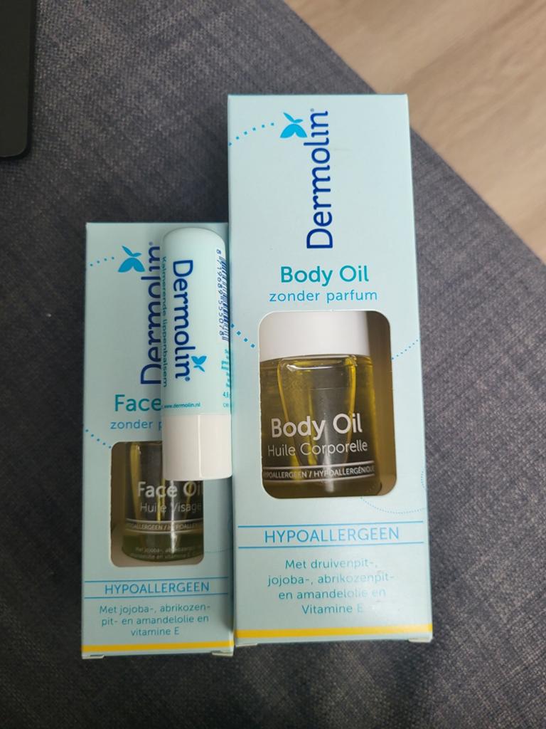Nieuw Dermolin Face Oil Body Oil Hypoallergeen lippenbalsem, Ophalen of Verzenden