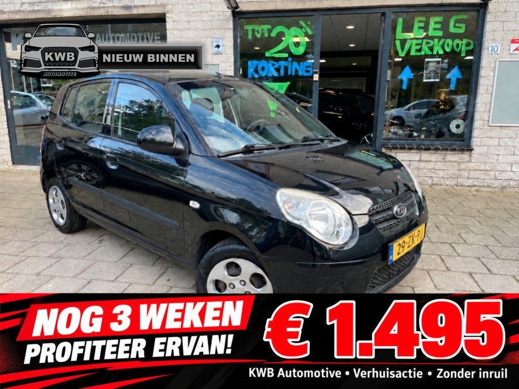 Kia Picanto 1.0 X-tra 5Drs Airco Beurt Nieuwe apk, Auto's, 4 cilinders, Elektrische ramen, 400 kg, Zwart