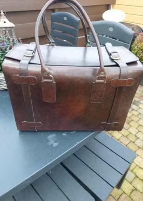 Grote Vintage leren koffer/ Vintage tas, Ophalen