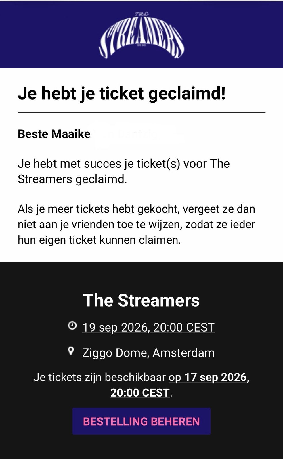 Streamers Jubileumconcert 19 september ‘26, Twee personen, September