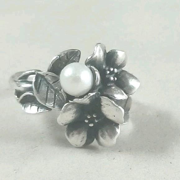 Trollbeads ring hagedoorn met parel maat 54, Verzenden, Zo goed als nieuw, Zilver, Trollbeads