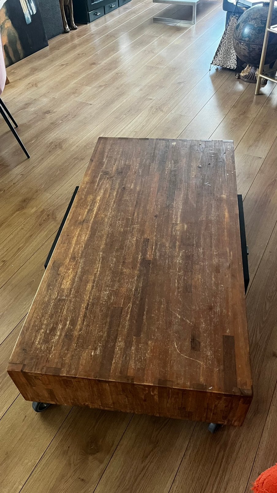 Salontafel op wielen 125x66cm, Ophalen, Gebruikt, 100 tot 150 cm, 50 tot 100 cm