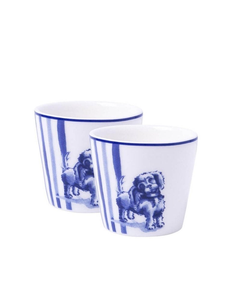 Heinen Delfts Blauw Janny Nhaan eierdopjes set 2, Huis en Inrichting, Overige merken, Overige typen, Ophalen of Verzenden, Delftsblauw