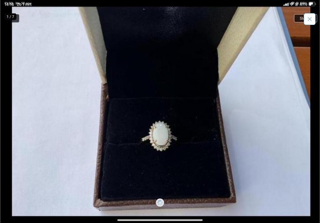 Ring goud met diamanten en opaal, Nieuw, Ophalen of Verzenden, 17 tot 18, Dame