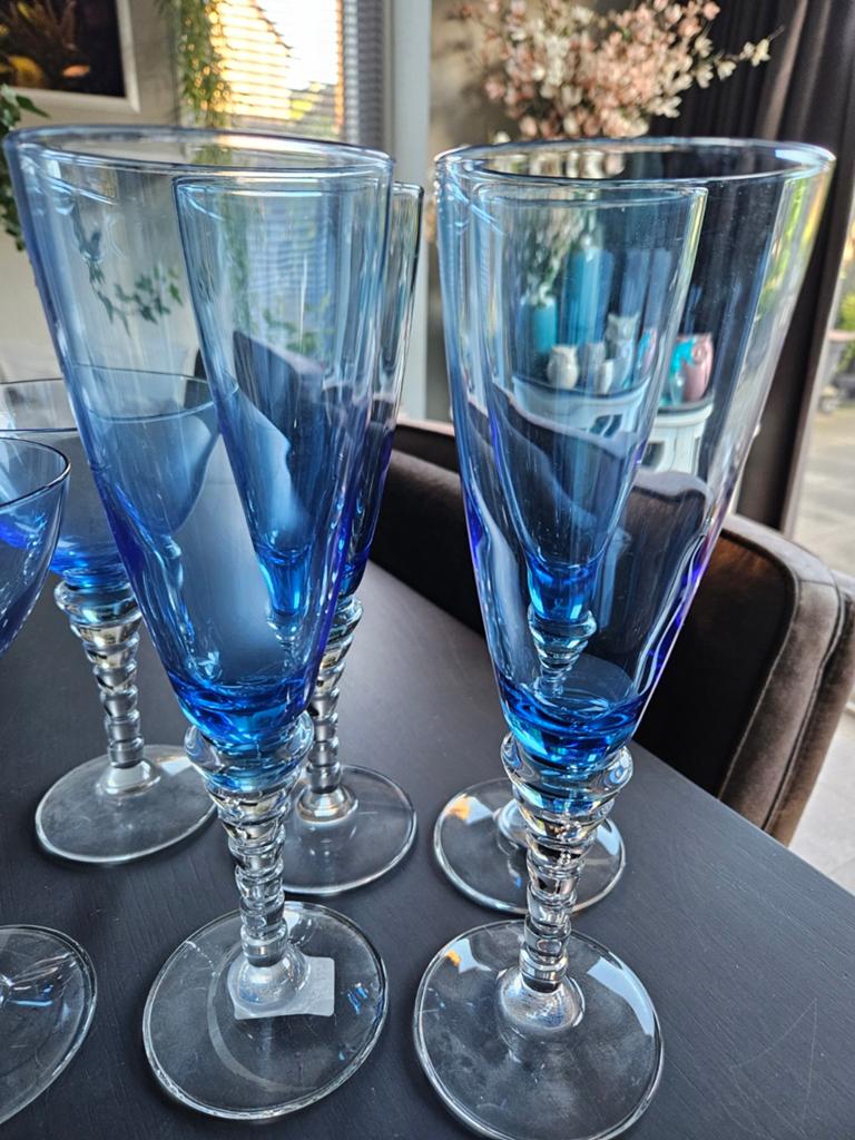 Vintage Cobalt Blue Martini Glazen en Champagne Glazen, Verzamelen, Glas en Borrelglaasjes, Ophalen, Zo goed als nieuw, Overige typen