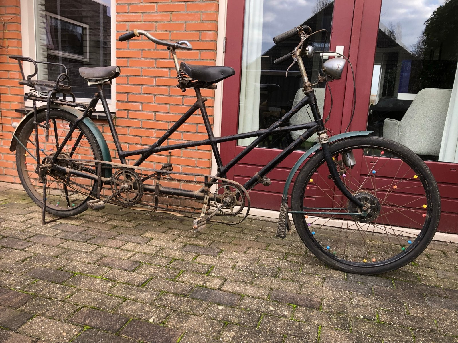 Vintage Tandemfiets Junker 1938, Minder dan 10 versnellingen, Gebruikt, 51 tot 55 cm, Trommelrem