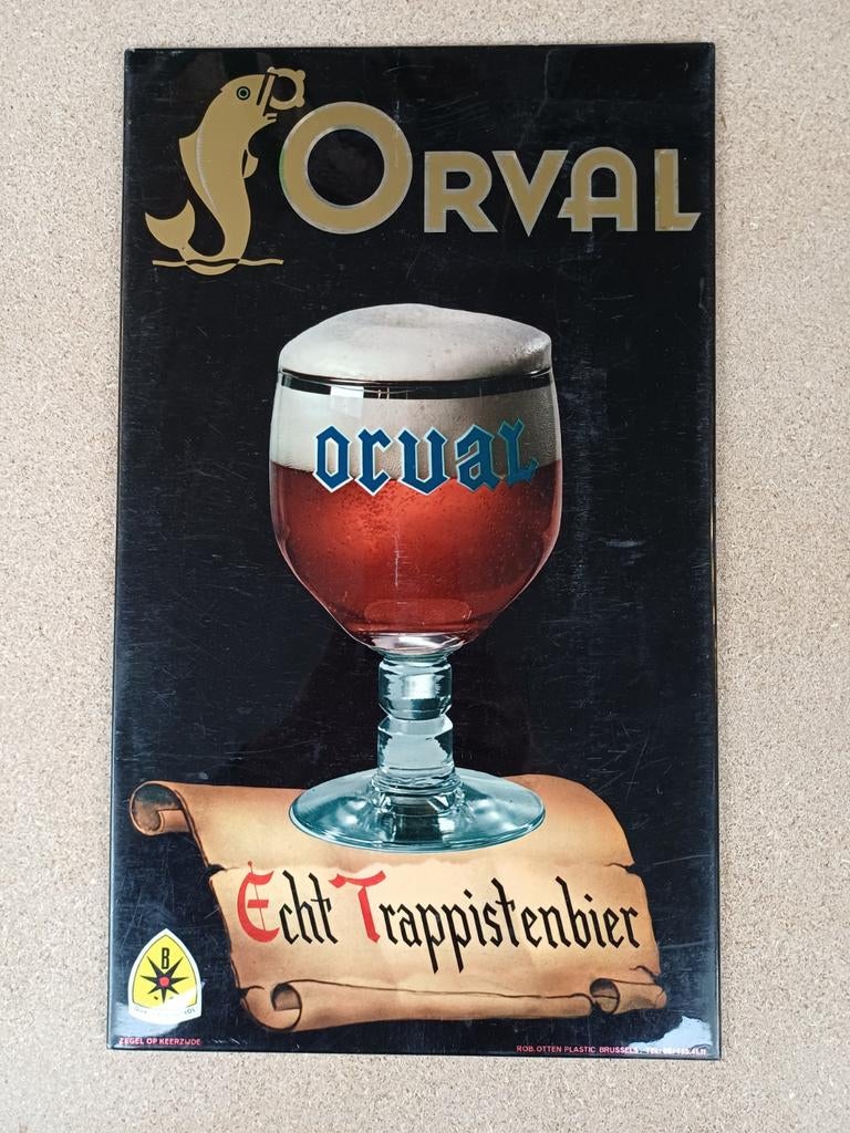 Orval Trappistenbier Vintage Glacoide Reclamebord 1978, Verzamelen, Biermerken, Ophalen, Gebruikt, Reclamebord, Plaat of Schild