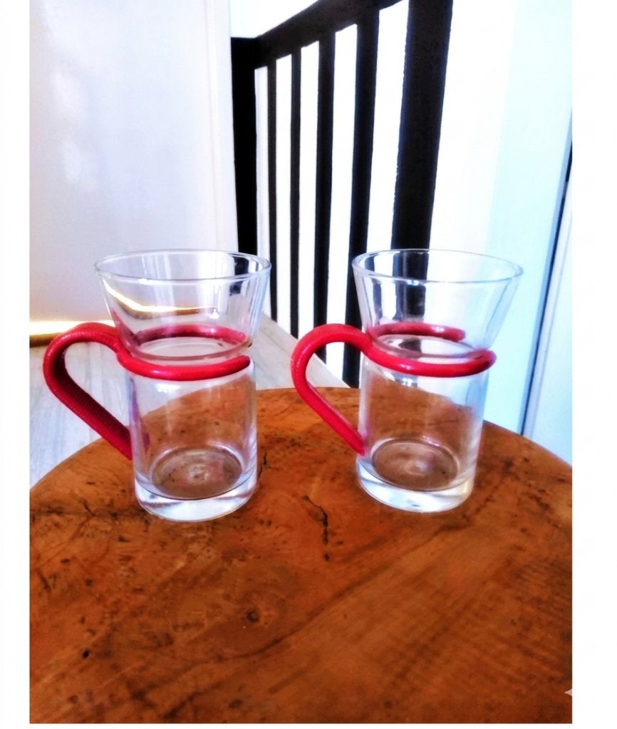 Set van 2 Vintage 'Inspiration' Theeglazen - Rood -ZGAN, Ophalen of Verzenden