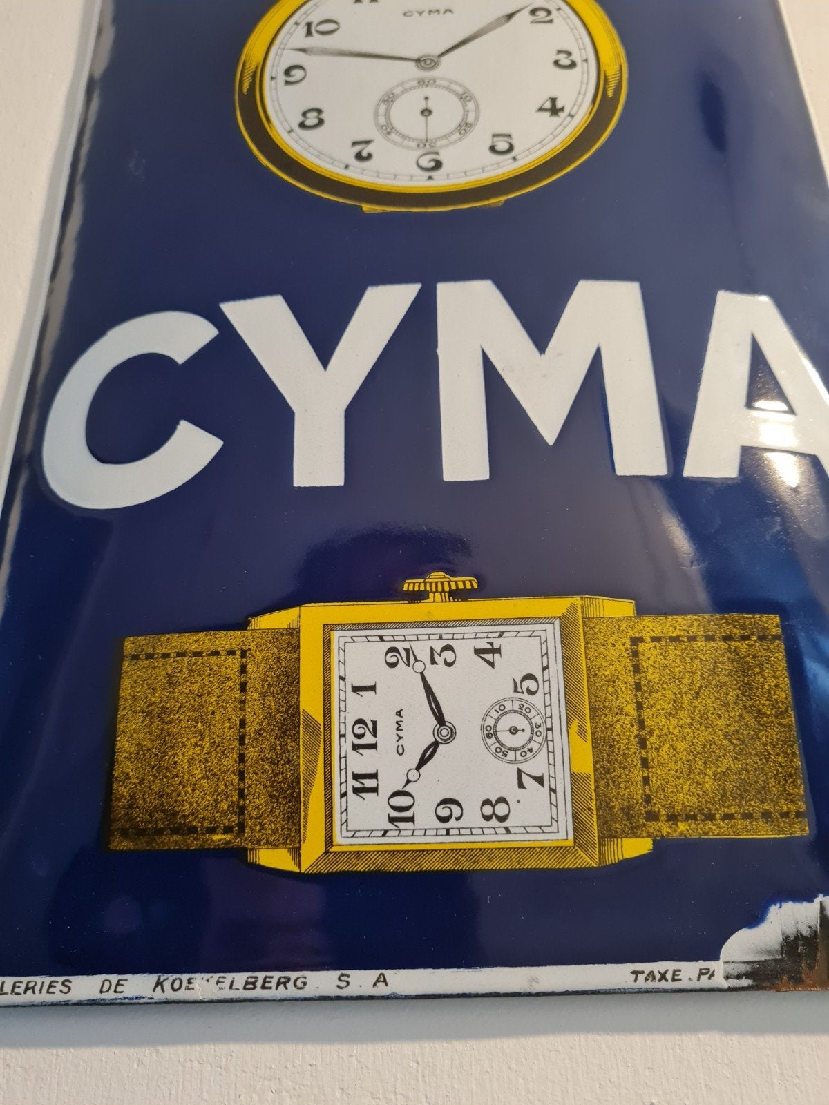 Cyma emaille bord 1928, Verzamelen, Merken en Reclamevoorwerpen, Ophalen of Verzenden, Reclamebord