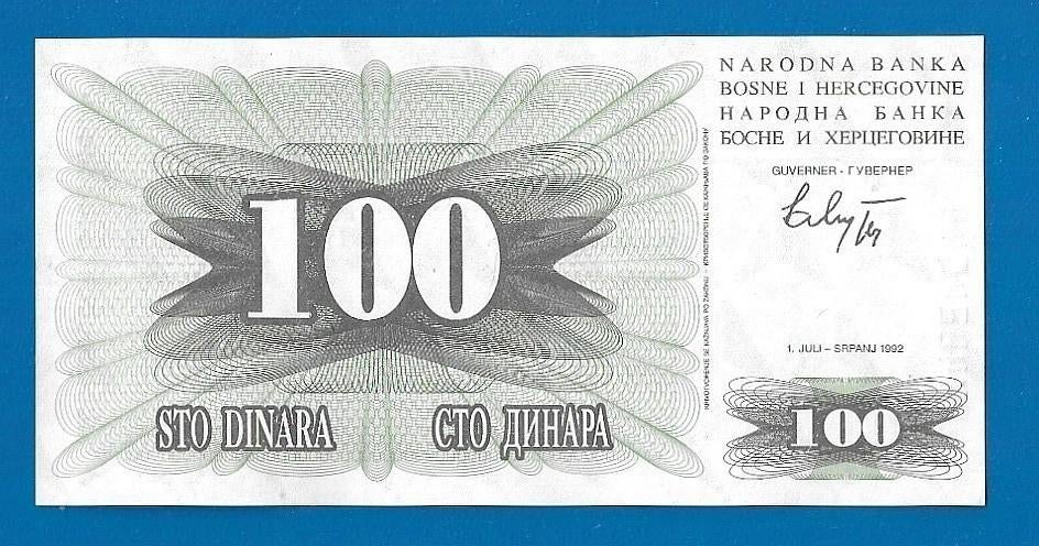 Bosnië en Herzegovina biljet 100 Dinara - 1992 UNC, Verzenden, Overige landen, Los biljet