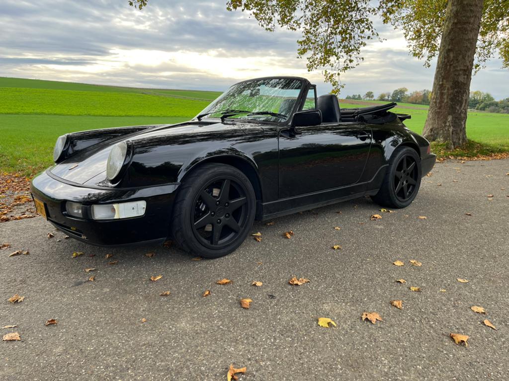 911 (964) Cabrio tiptronic in full black of stylish Cup, Auto's, Achterwielaandrijving, Zwart, 1445 kg, Zwart