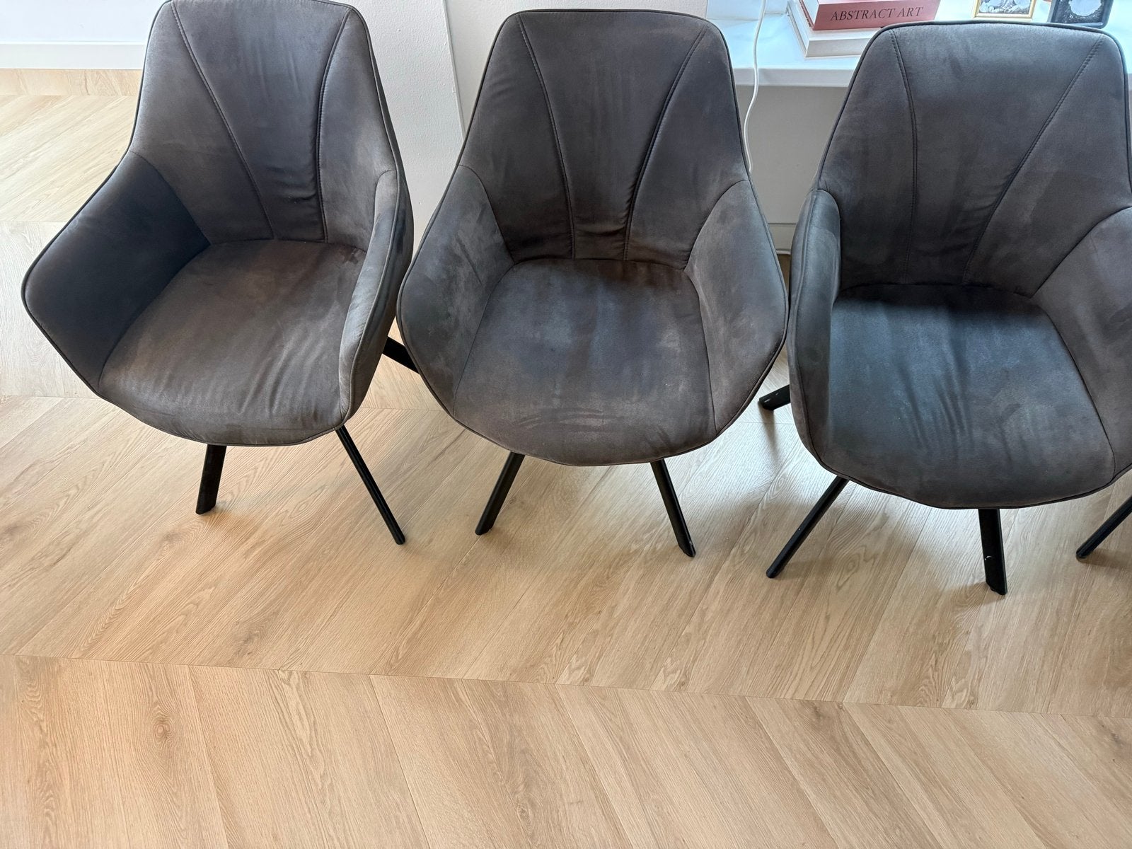 6x Comfortabele eetkamerstoelen - Grijs/Antraciet, Ophalen, Gebruikt, Vijf, Zes of meer stoelen, Stof