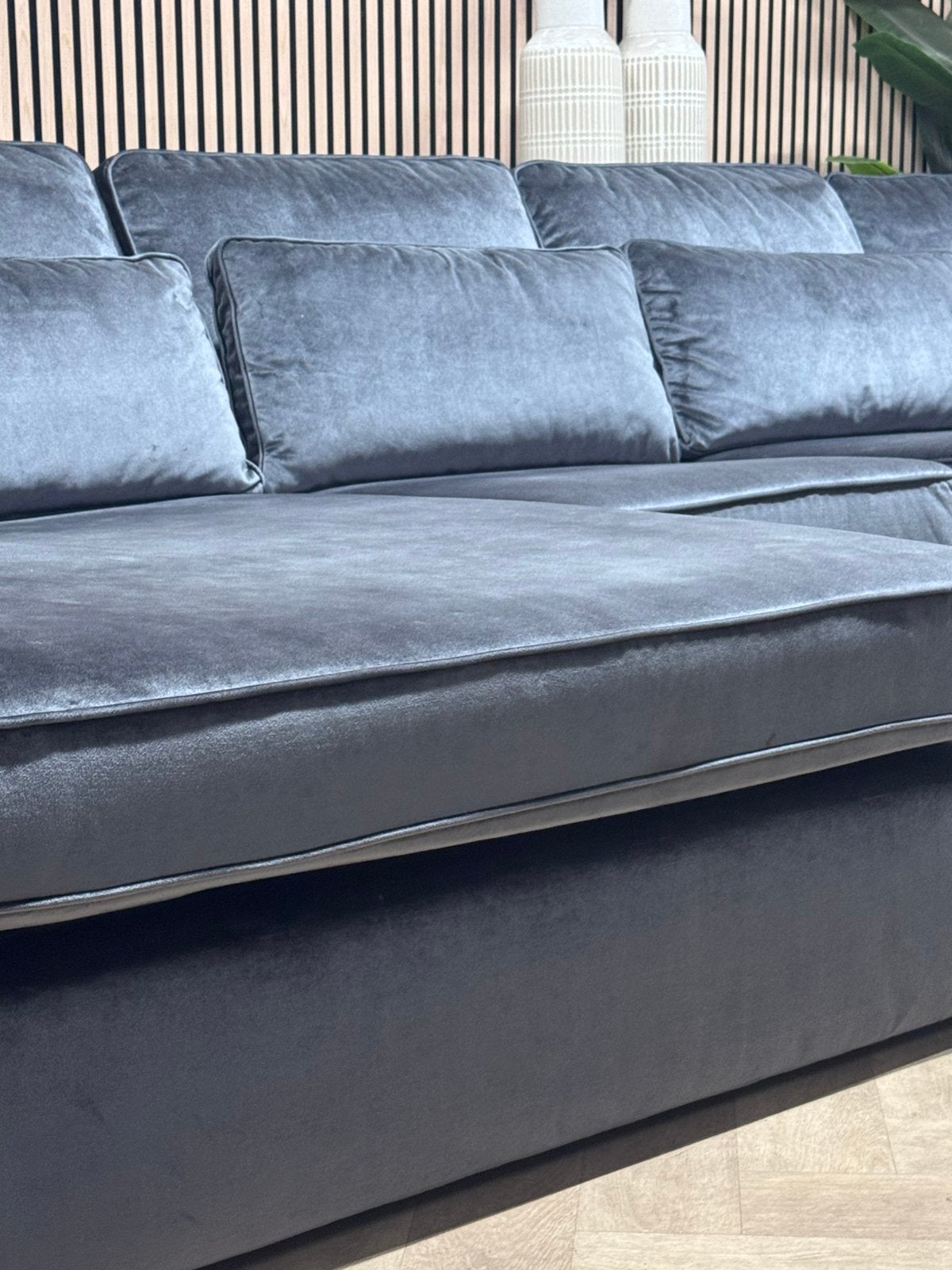 ZGAN Velvet Velours U-Bank / Hoekbank - Navy Blue - 365cm, -, -, Hoekbank, 300 cm of meer