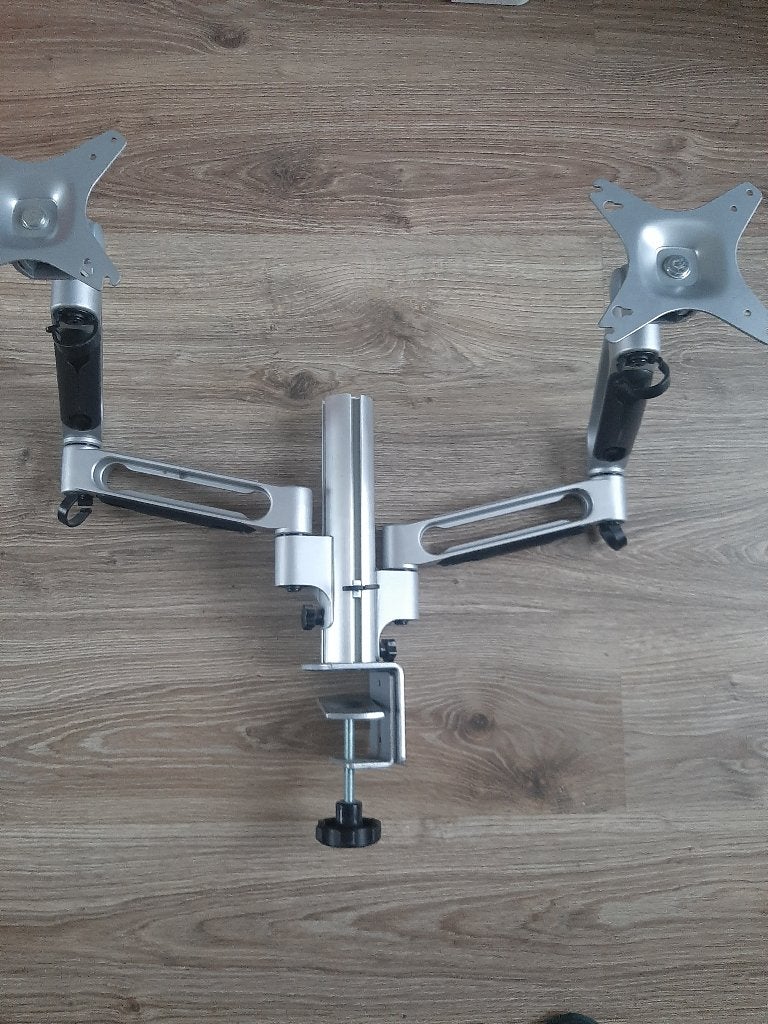 DESQ aluminium monitorsteun 2 schermen, Computers en Software, Monitoren, Ophalen, Zo goed als nieuw, Overige typen, Onbekend
